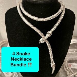 🐍4Pc Necklace BUNDLE 🪱Snake Necklace-Silver NWT